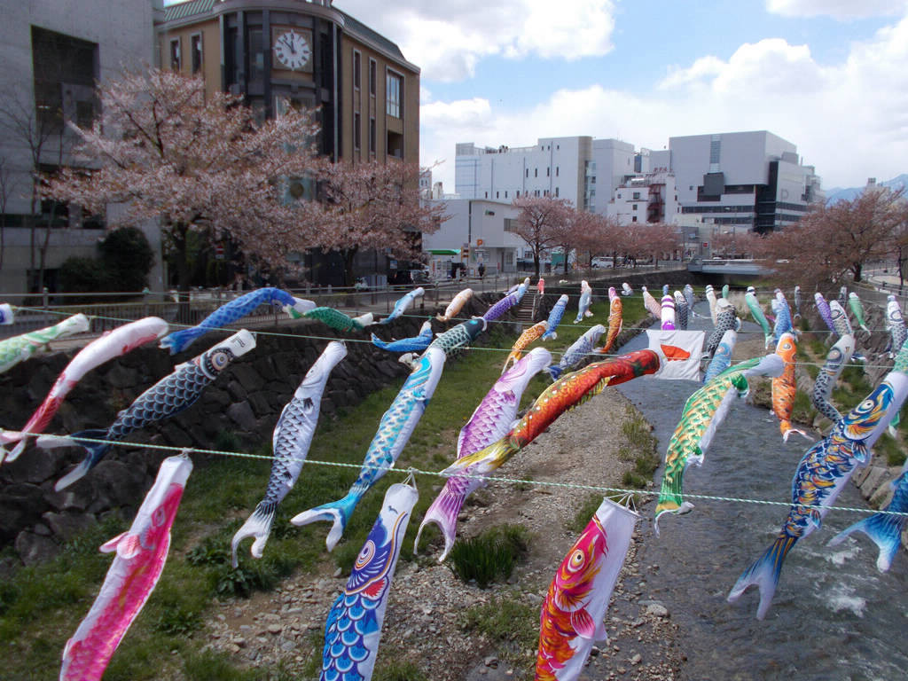 Metoba River, Matsumoto, Nagano, on April 24th